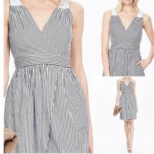 NEW Banana Republic Navy Stripe Linen Dress
